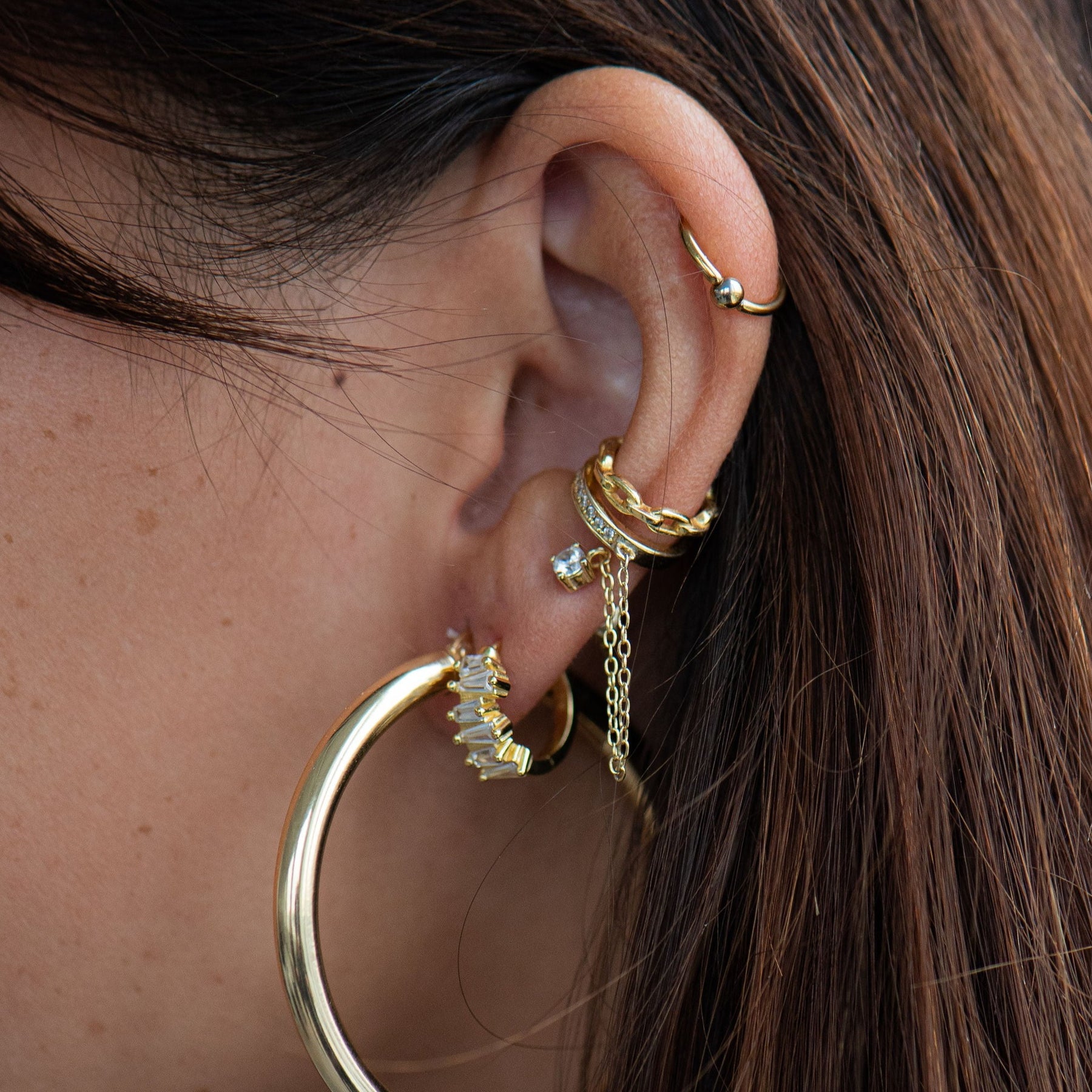 Alexa Ear Cuff with Stud Chain Earring - Single