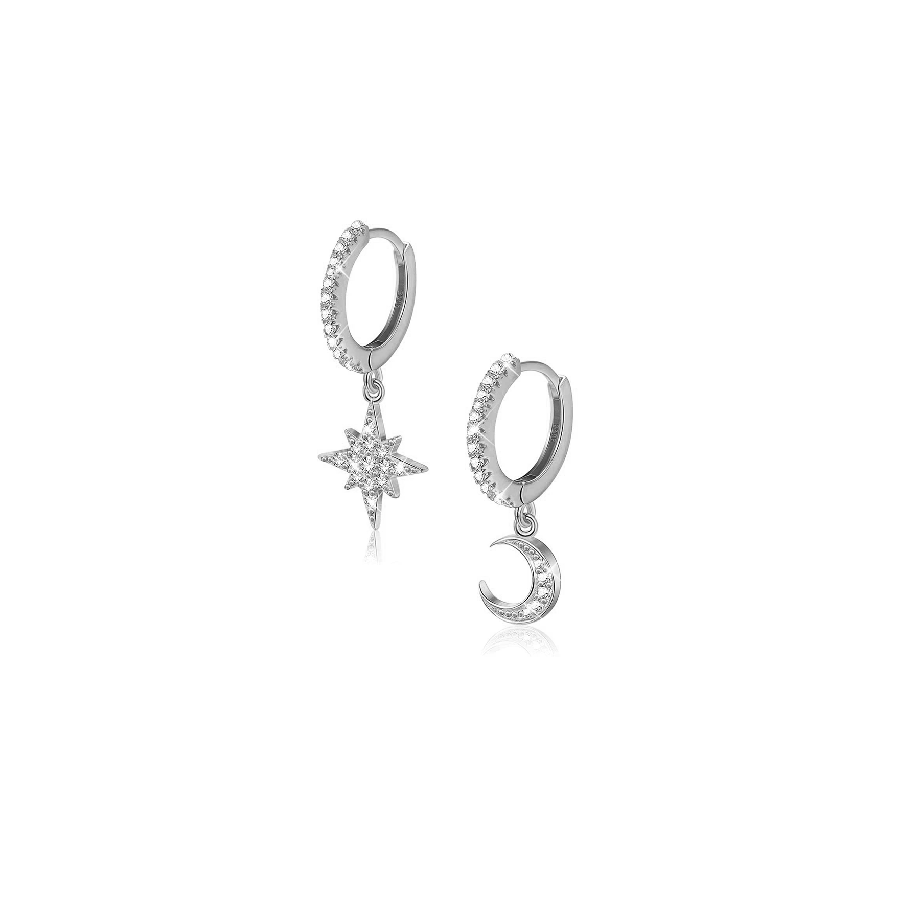 Galaxy Moon & Star Drop Hoops