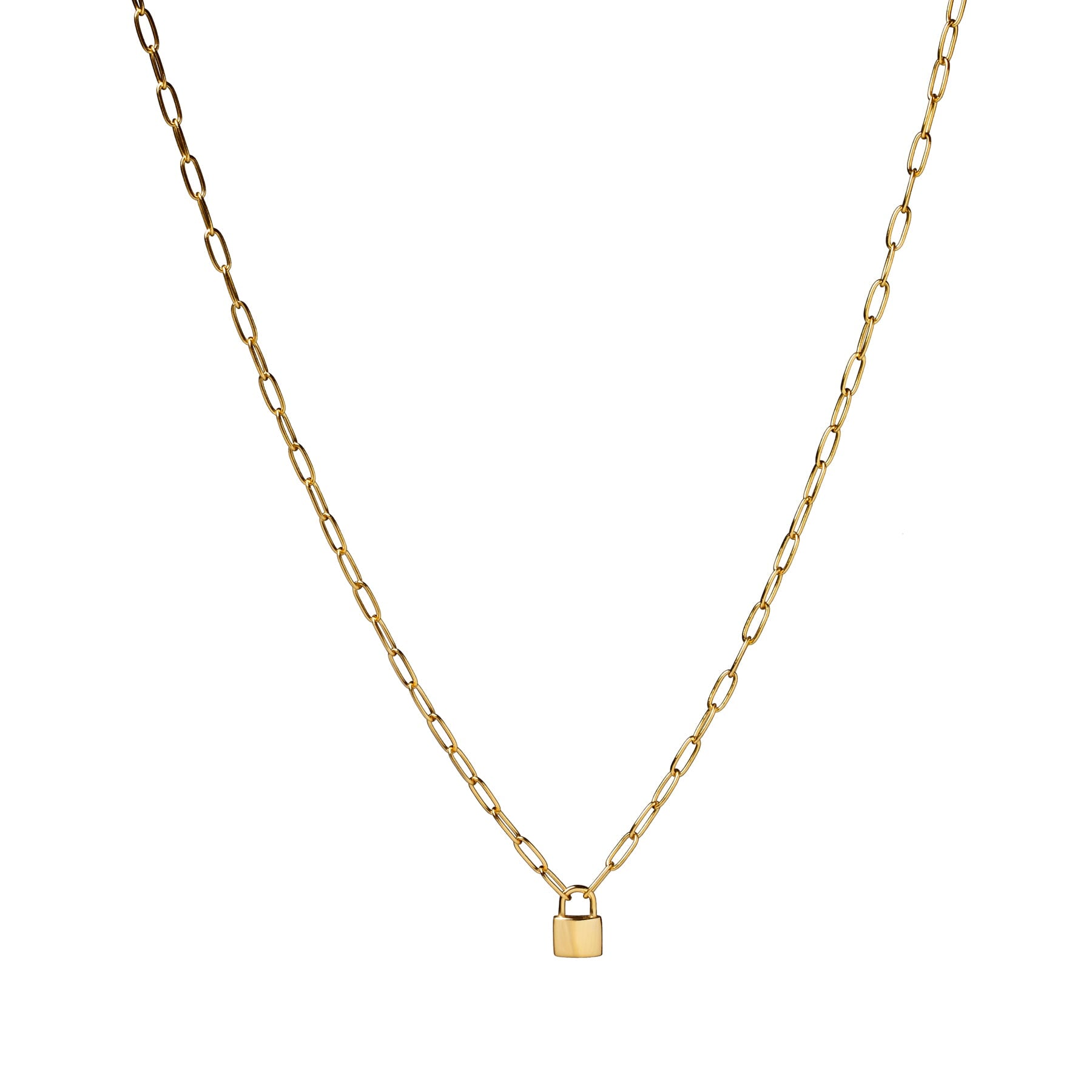 14K Gold Charlie Mini Paperclip Lock Necklace*