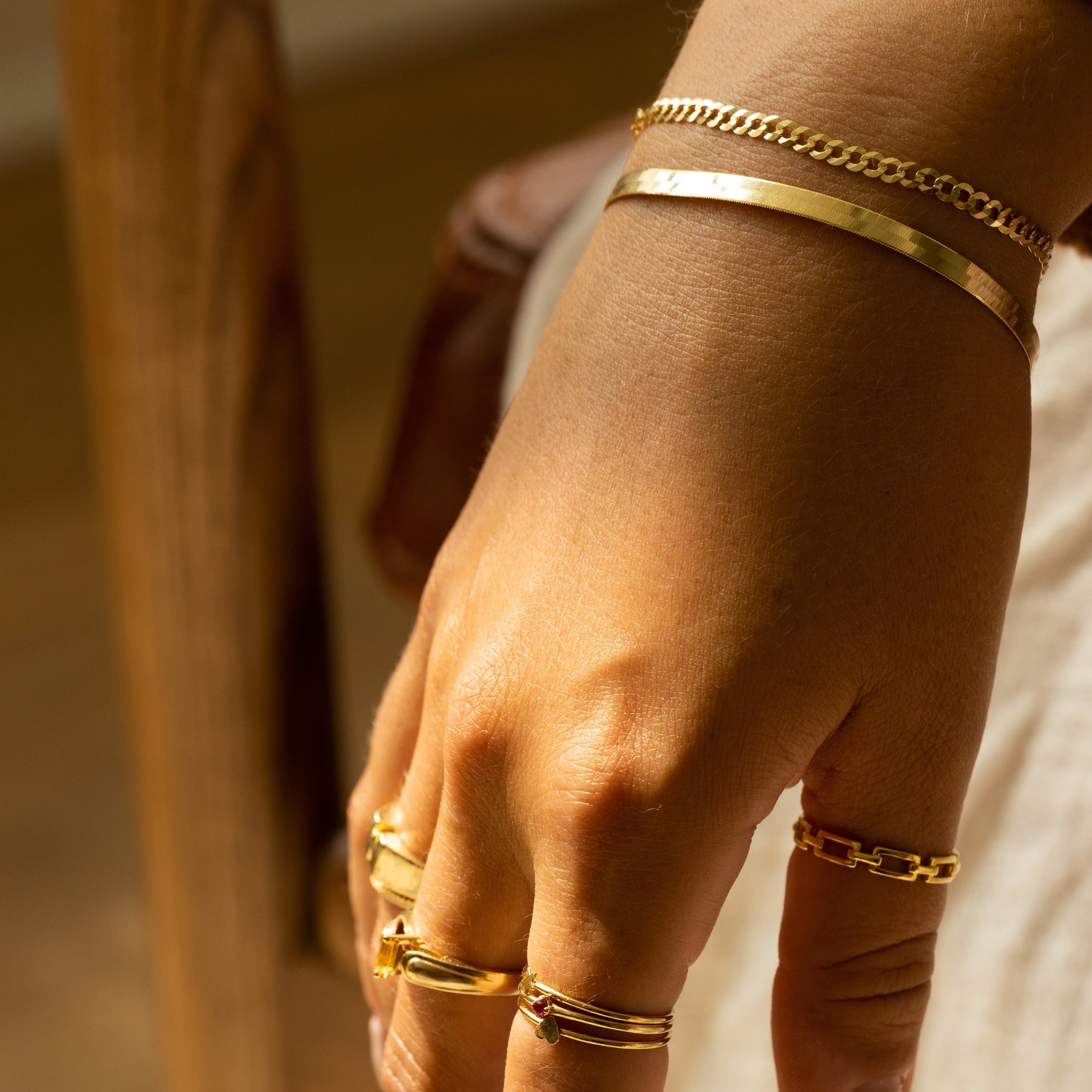10k Gold Thick Arielle Herringbone Bracelet