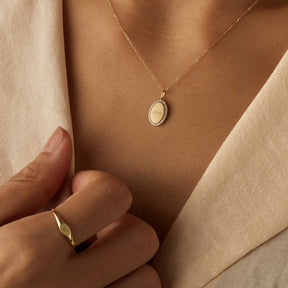 14K Gold Diamond Oval Necklace*