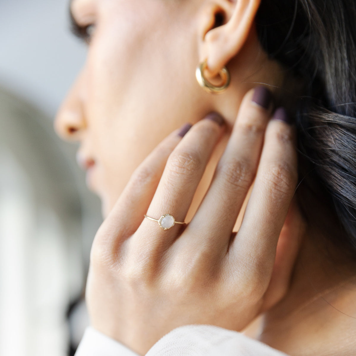 14K Gold Yasi Moonstone Ring