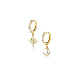 Galaxy Moon & Star Drop Hoops